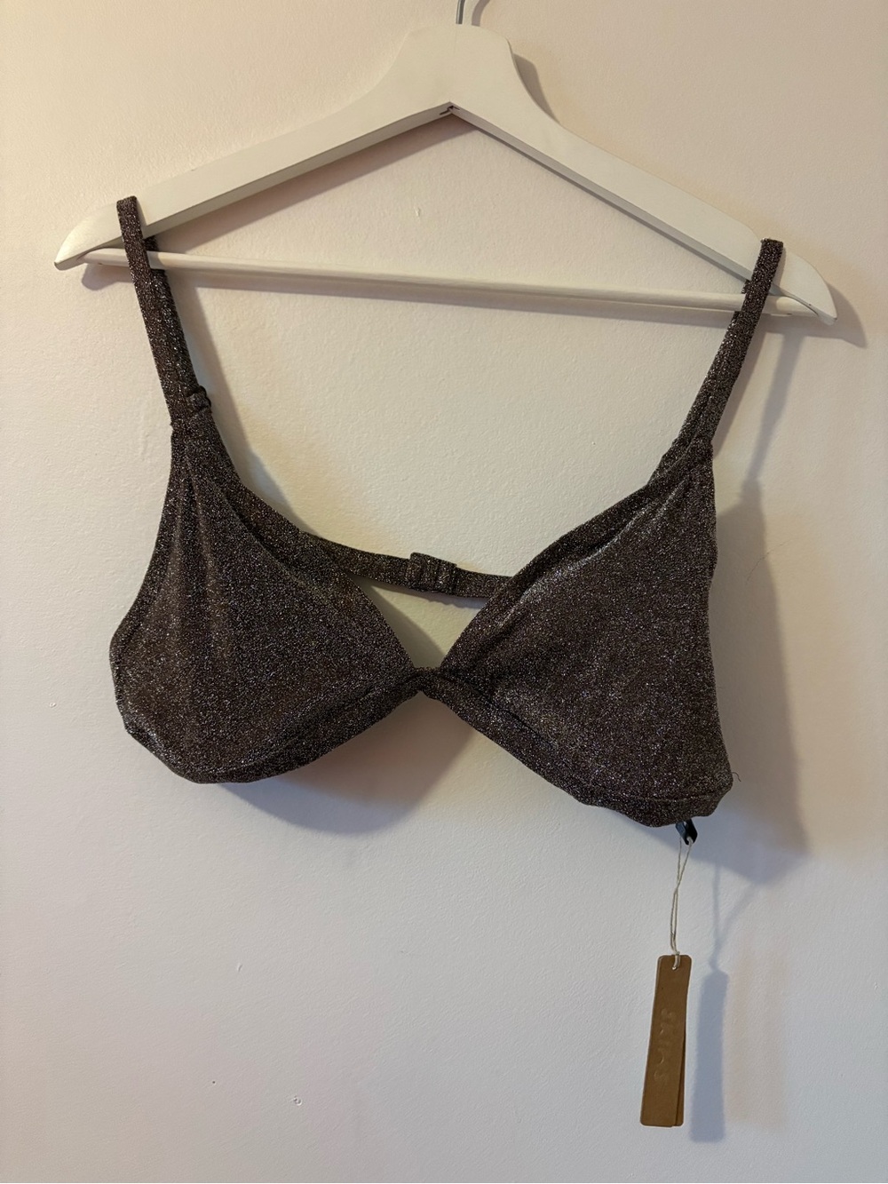 NWT SKIMS Glitter Swim Triangle Bikini Top 2X